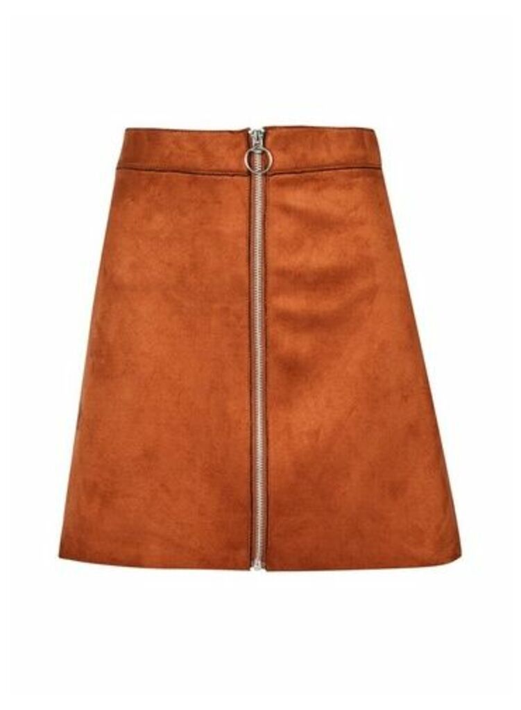 Womens Only Rust Faux Suede Skirt - Red, Red