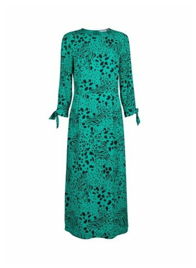 Womens **Dp Tall Green Mixed Tiger Print Midi Dress, Green