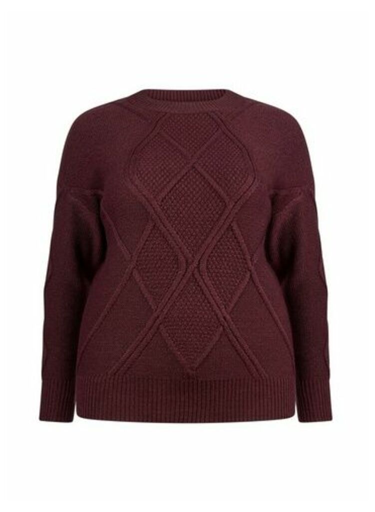 Womens Dp Curve Oxblood Diagonal Jumper - Red, Red
