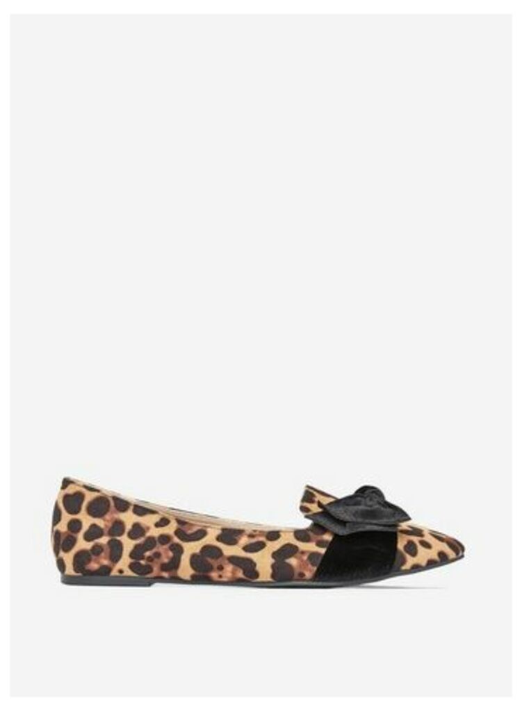 Womens Wide Fit Brown 'Percy' Leopard Print Pumps, Brown