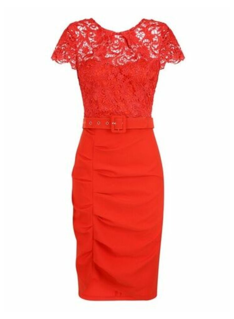 Womens Paper Dolls Red 2-In-1 Lace Dress, Red