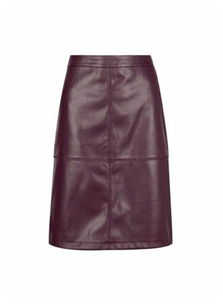 Womens **Vila Wine Red Faux Leather Mini Skirt, Red
