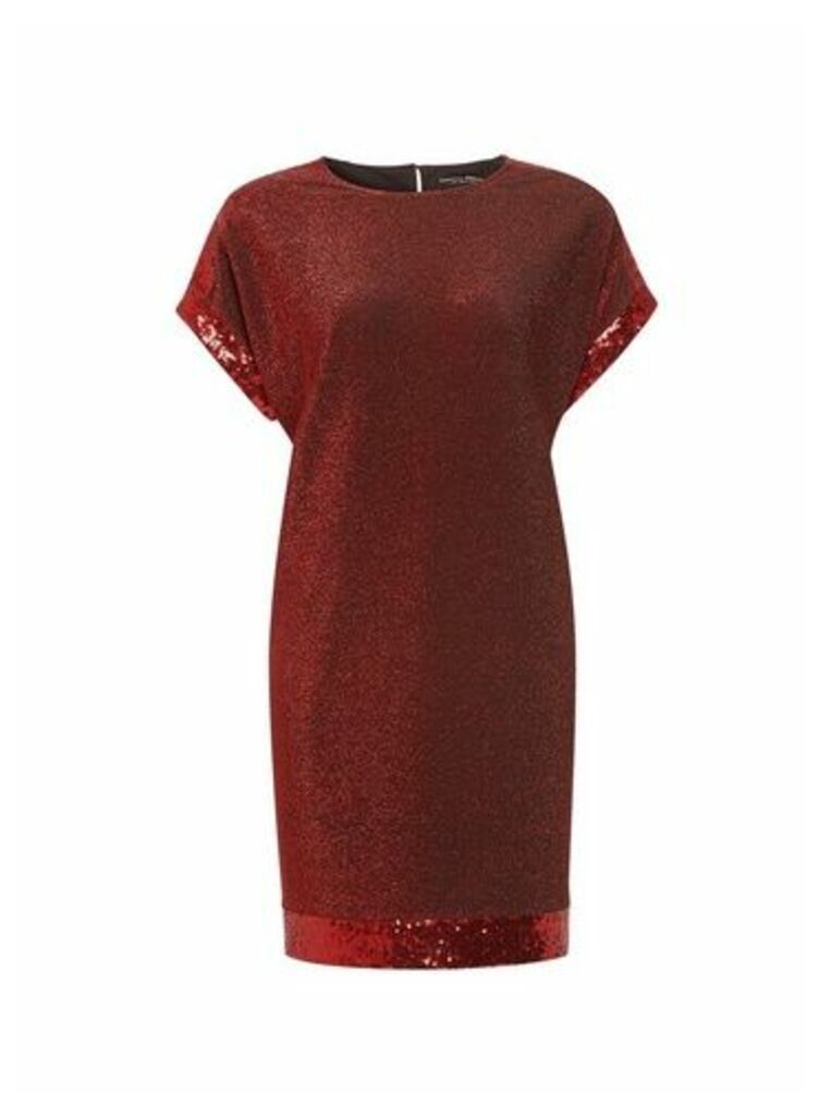 Womens Red Sequin Shift Dress, Red
