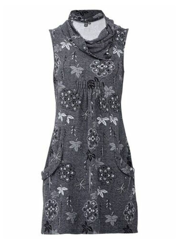 Womens *Izabel London Grey Floral Print Cowl Neck Knitted Dress, Grey
