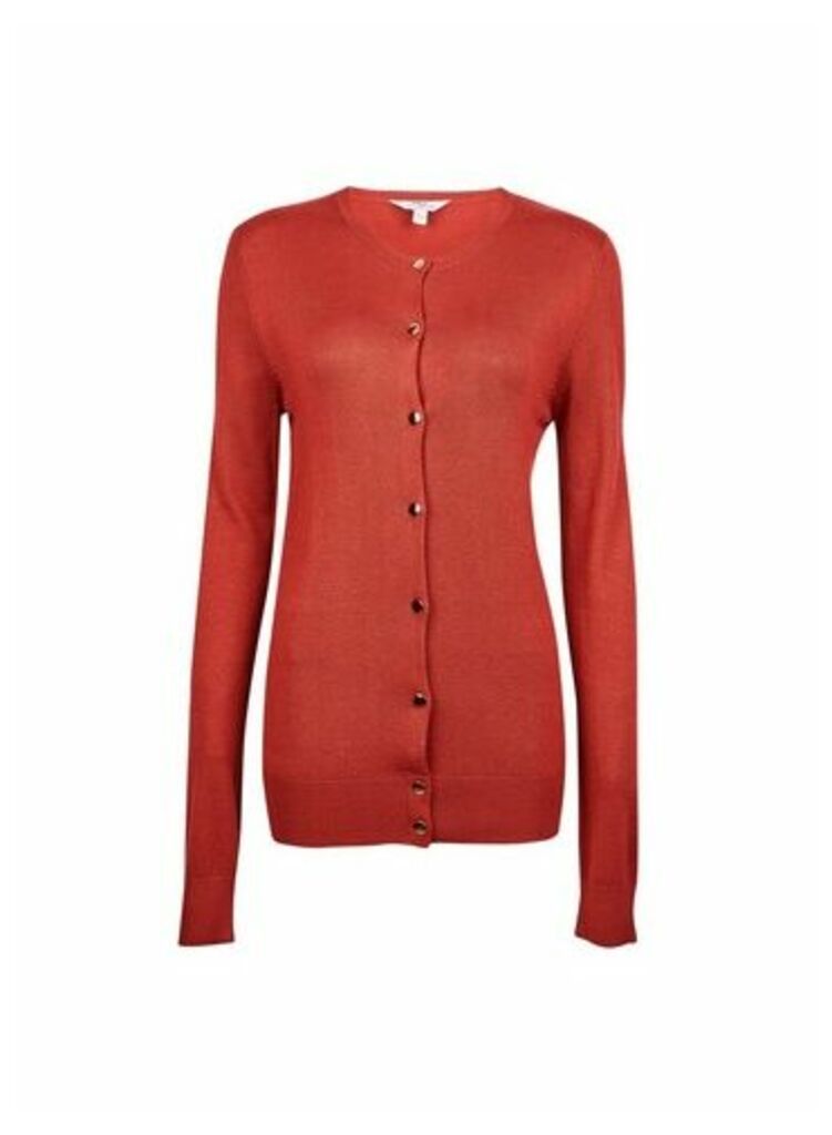 Womens **Tall Rust Core Button Cardigan - Red, Red