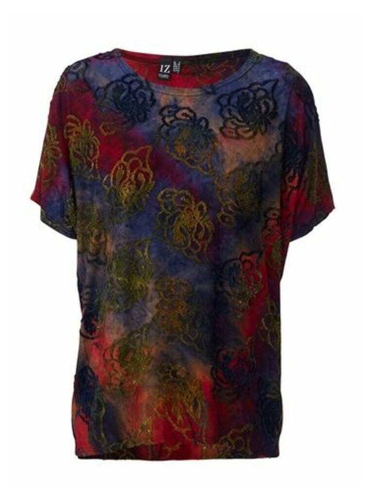 Womens Izabel London Multi Coloured Abstract Print T-Shirt, Red