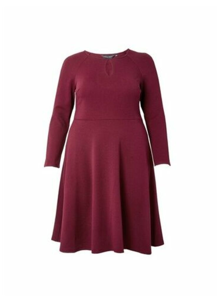 Womens **Dp Curve Berry Red Fit And Flare Dress, Red