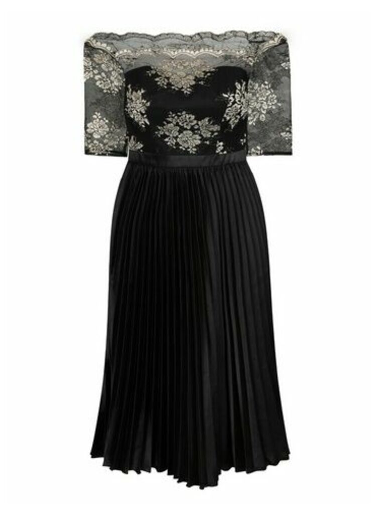 Womens *Chi Chi London Curve Black Embroidered Midi Dress, Black