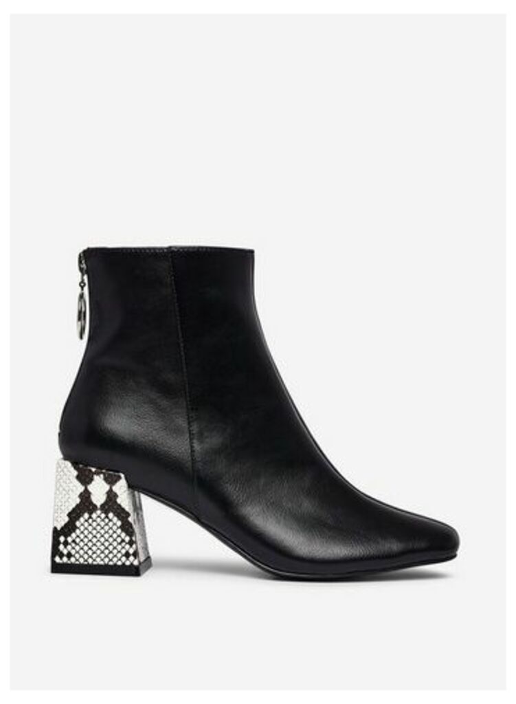 Womens Lola Skye Black Animal Print 'London' Ankle Boots, Black