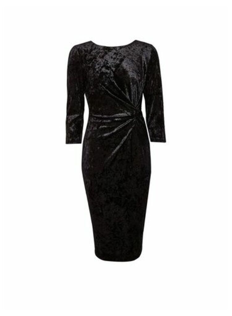 Womens **Lily & Franc Black Velour Glitter Dress, Black