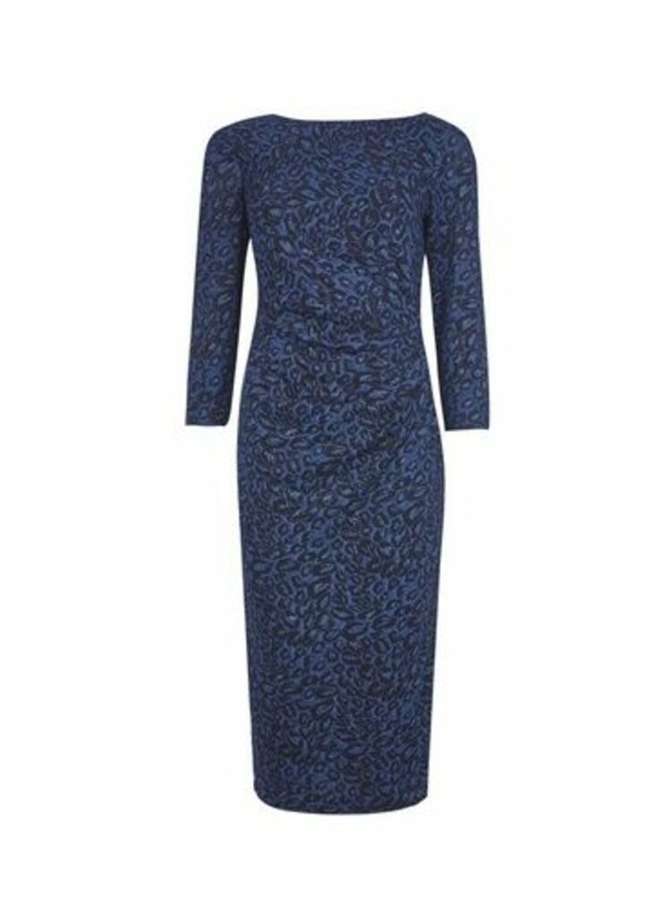 Womens **Billie & Blossom Blue Leopard Print Bodycon Dress, Blue