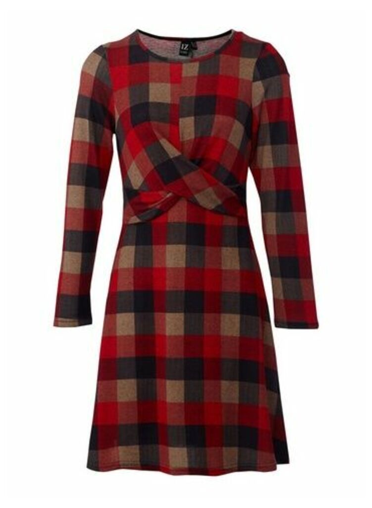 Womens *Izabel London Red Checked Print Knitted Dress, Red