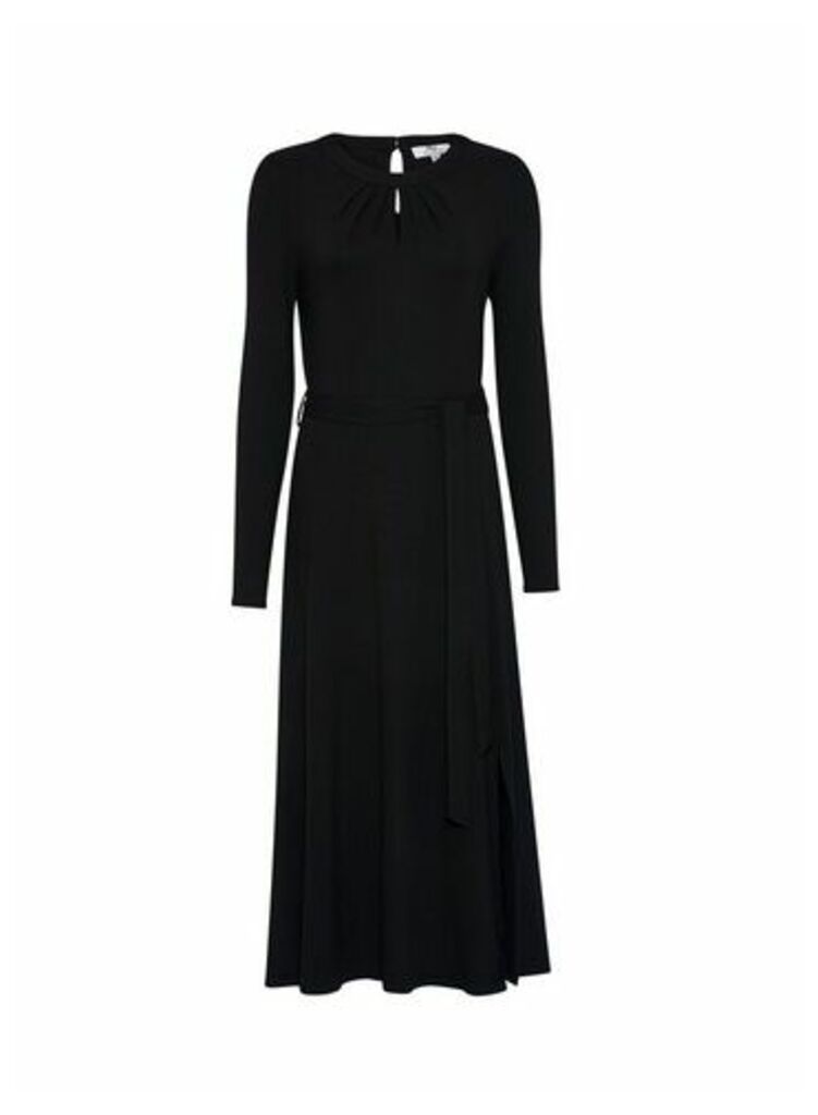 Womens Tall Black Keyhole Midi Dress, Black