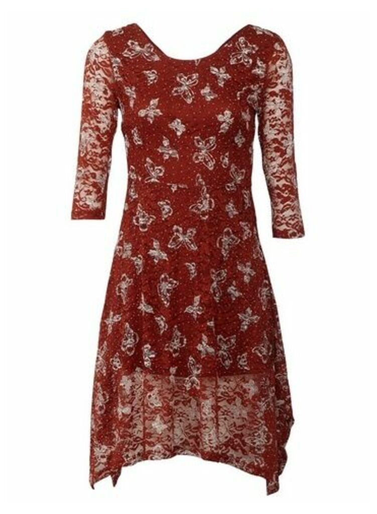 Womens *Izabel London Rust Butterfly Print Dress - Red, Red