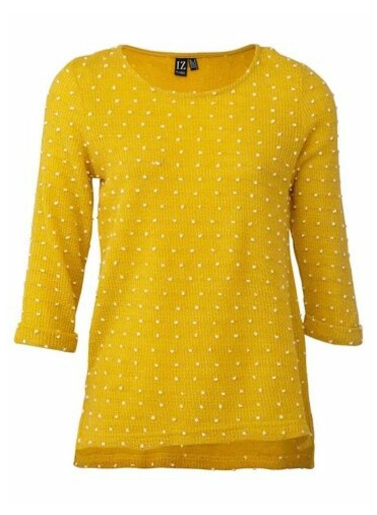 Womens Izabel London Mustard Dot Jumper - Yellow, Yellow