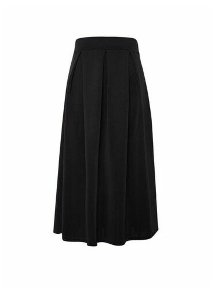 Womens Black Scuba Midi Skirt, Black
