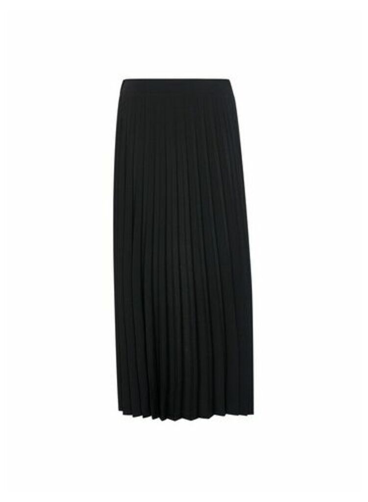 Womens Tall Black Pleat Midi Skirt, Black