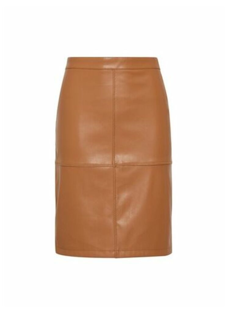 Womens **Vila Tan Pu Panel Skirt - Brown, Brown