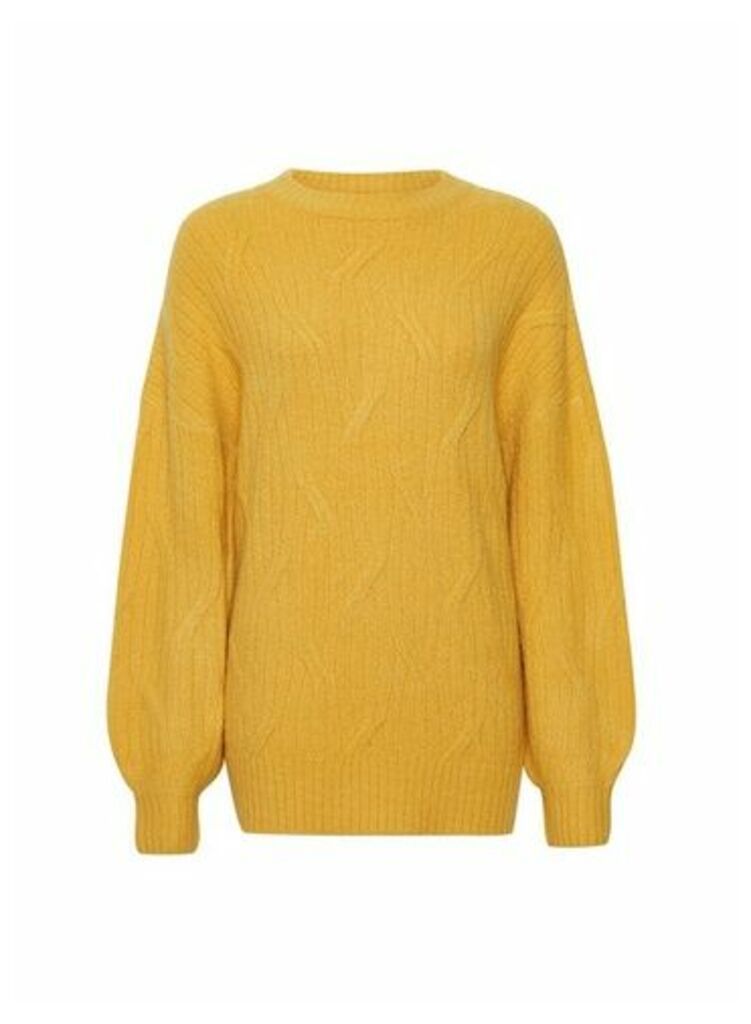 Womens Dp Tall Yellow Cable Jumper, Yellow