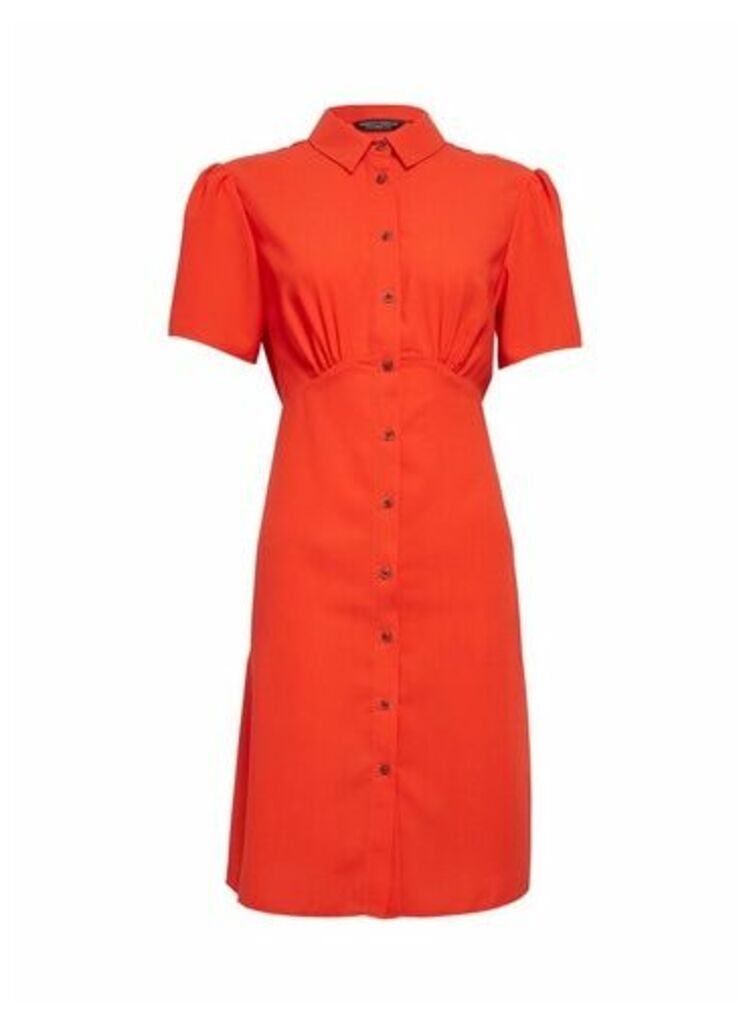 Womens Orange Empire Seam Shirt Dress, Orange