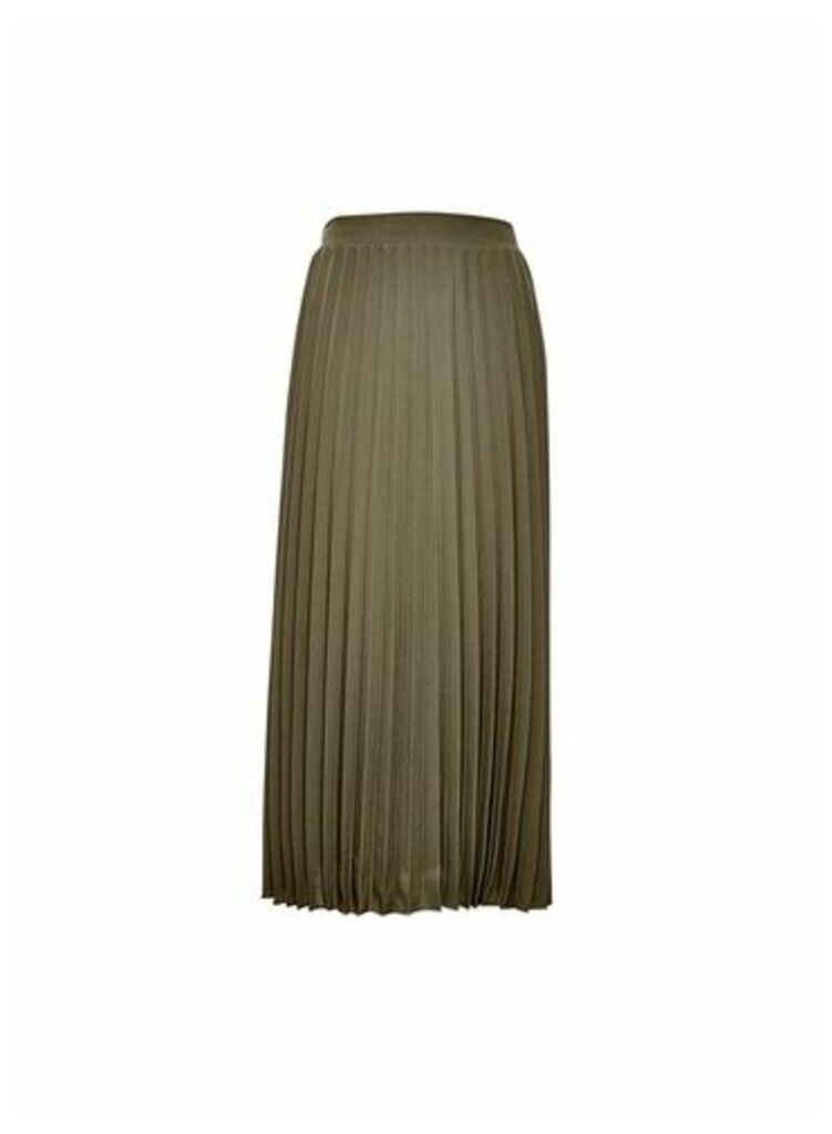Womens Dp Tall Khaki Pleated Skirt, Khaki