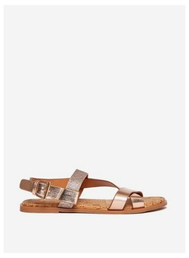 Womens Wide Fit Rose Gold 'Fino' Sandals, Rose Gold