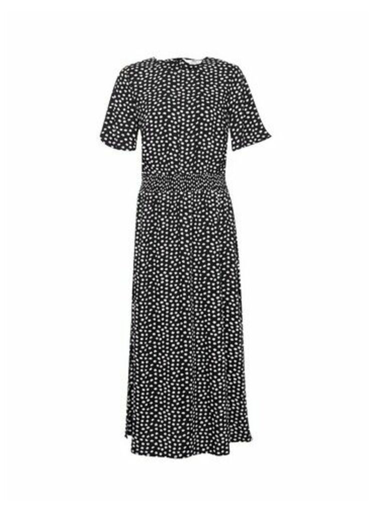 Womens Dp Tall Black Spot Printed Midi Dress, Black