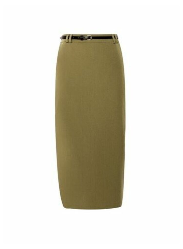 Womens Khaki Tailored Pencil Skirt, Khaki