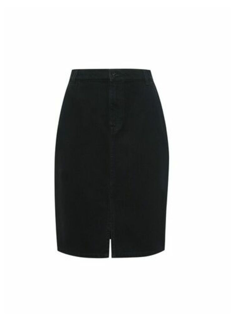 Womens Dp Petite Black Denim Midi Skirt, Black