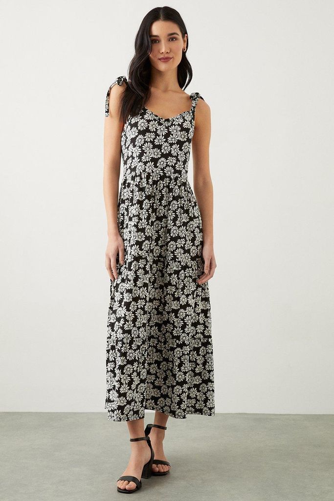 Womens Petite Black Daisy Tiered Maxi Dress