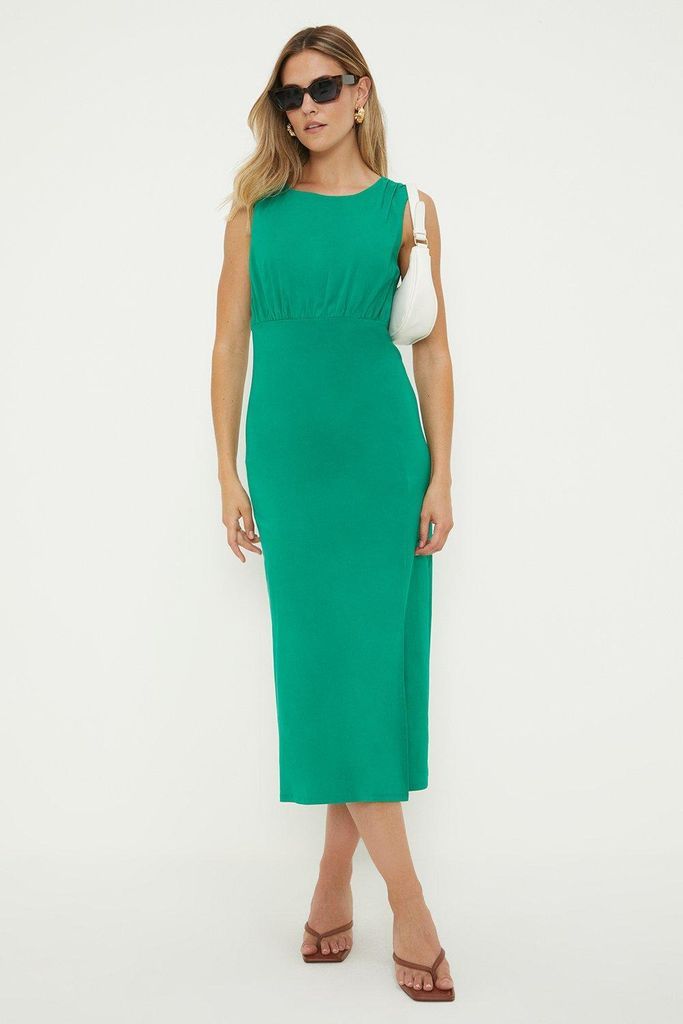 Womens Fitted Pencil Midi Dress With Split
