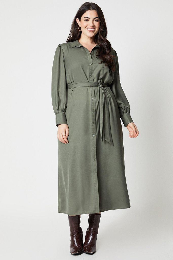 Womens Curve Midi Shirt Dress