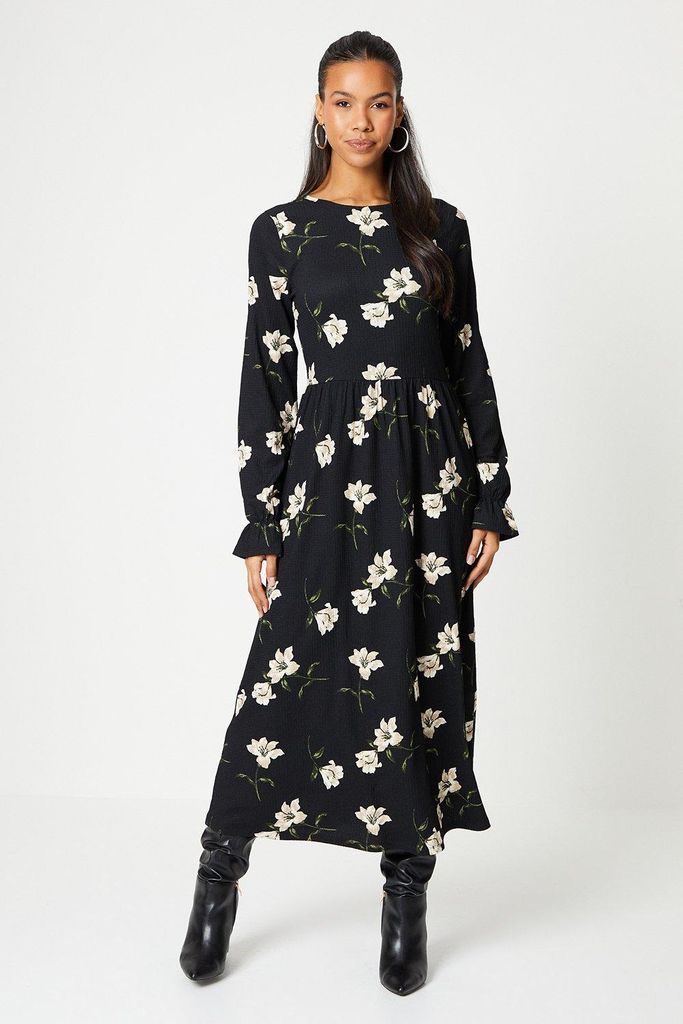 Womens Tall Floral Smock Midi Dress