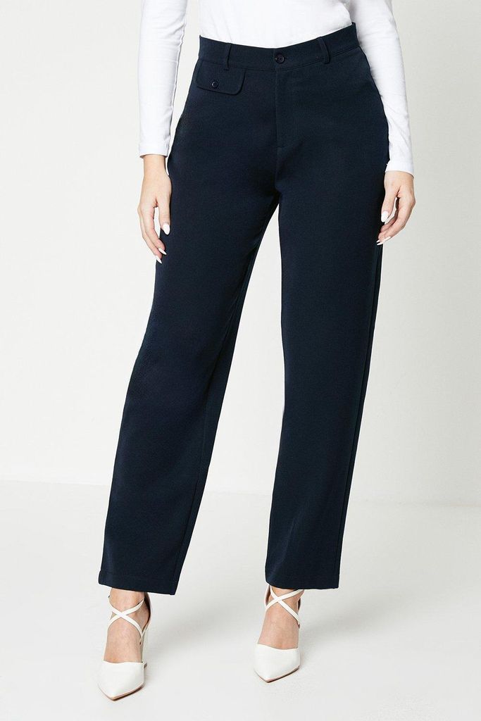 Womens Button Tab Straight Leg Trouser