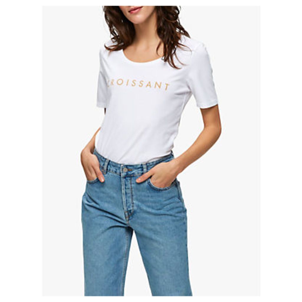 Selected Femme Croissant Slogan T-Shirt, Bright White