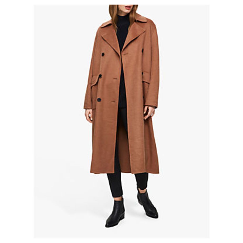 Selected Femme Hilde Double Breasted Maxi Coat, Brown