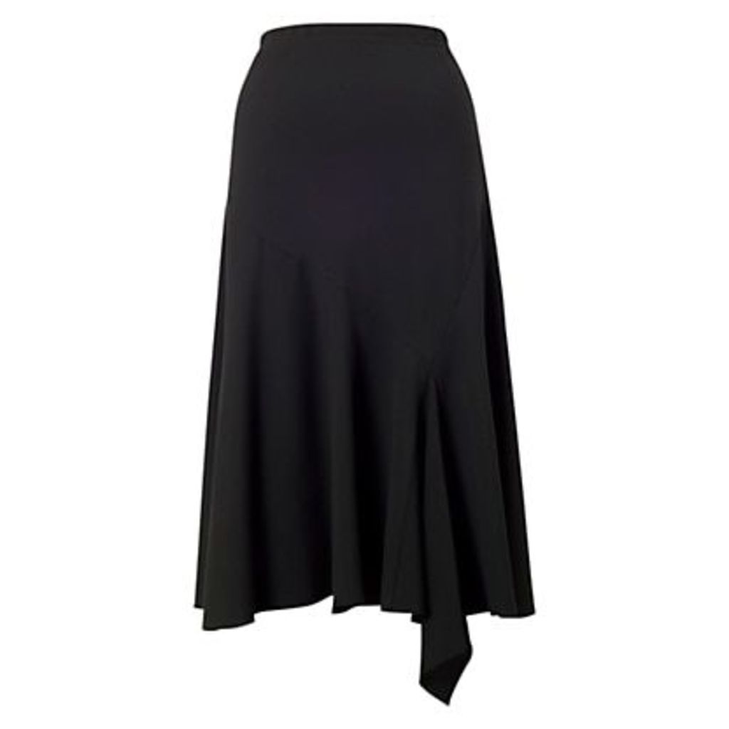 Flared Moss Crepe Skirt, Black