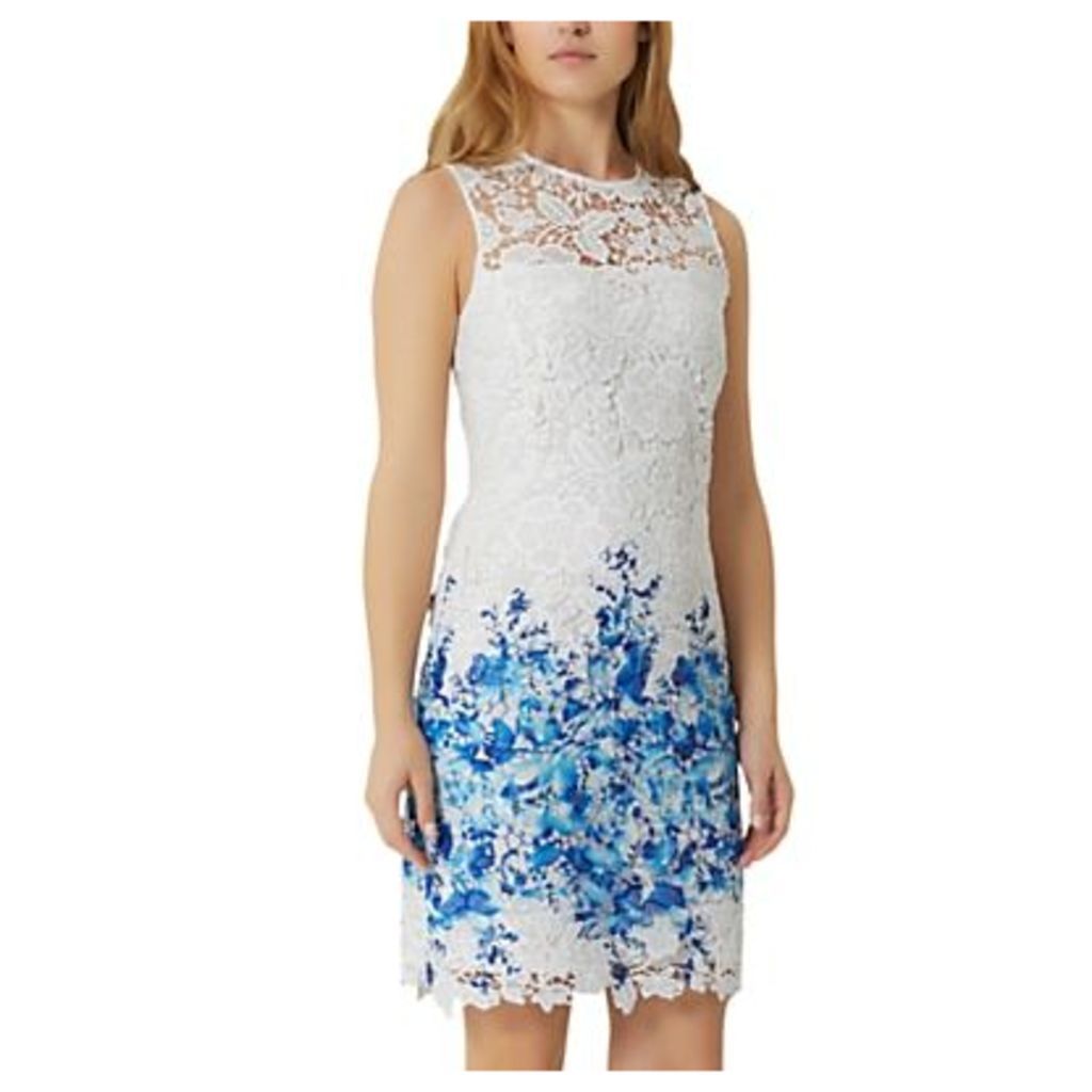 Damsel in a Dress Amily Boarder Dress, White/Blue