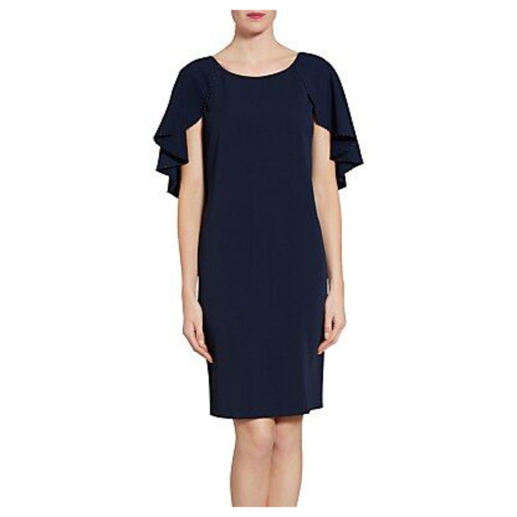 Gina Bacconi Moss Crepe Dress With Bead Trimmed Cape Detail