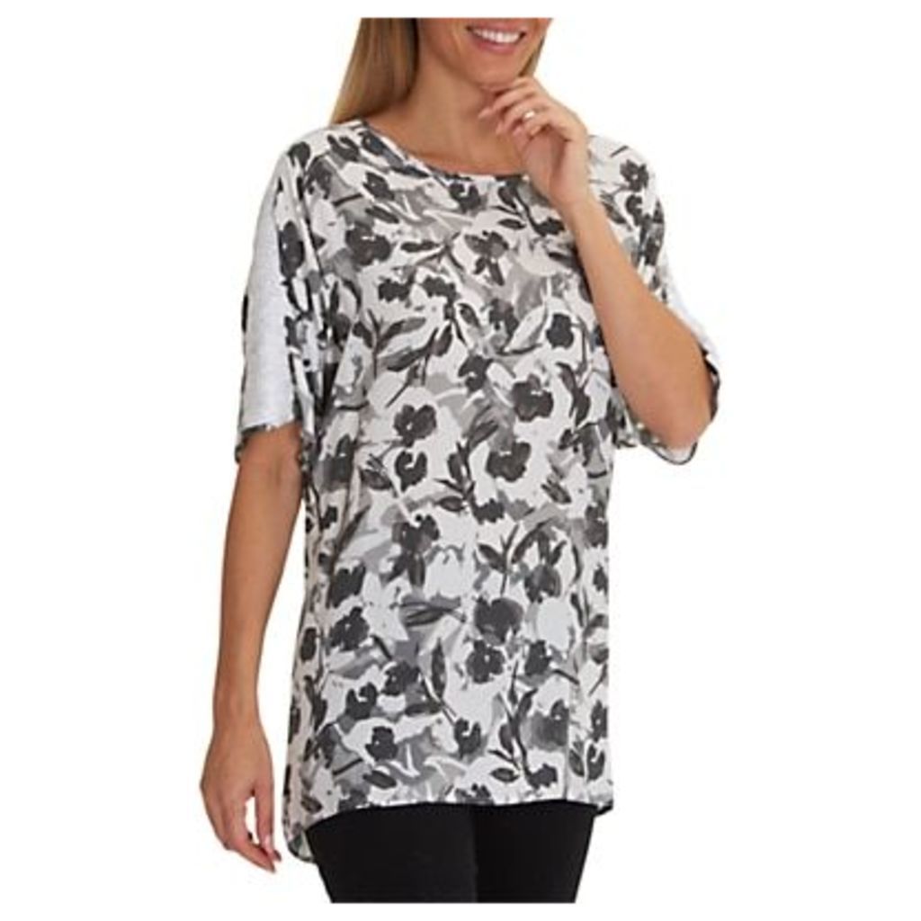 Betty Barclay Floral Print Tunic Top, White/Grey