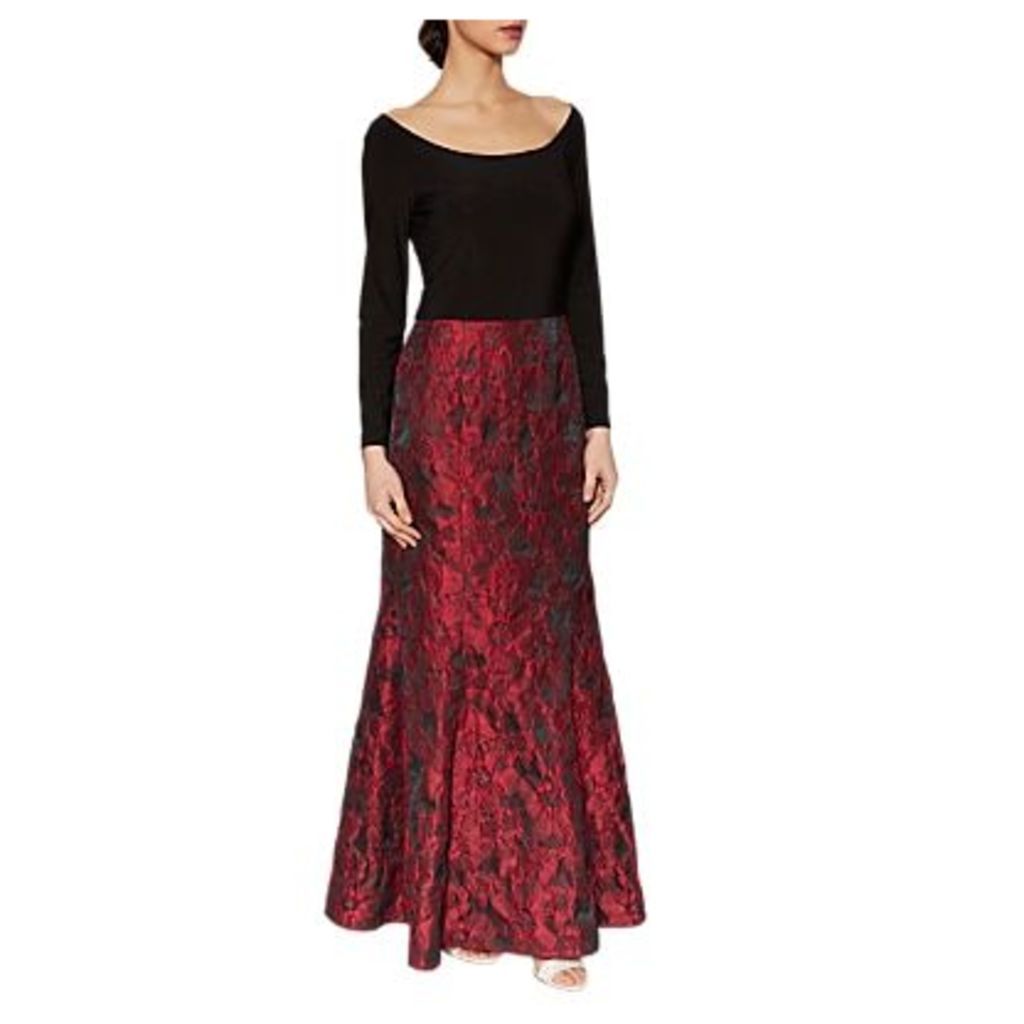 Gina Bacconi Octavia Jacquard Maxi Dress, Red/Black