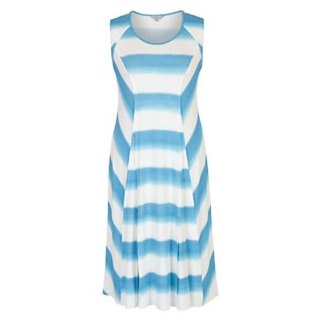 Chesca Ombre Stripe Chevron Jersey Dress, Ivory/Turquoise