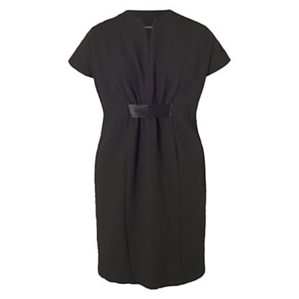 Chesca Pique Jersey Belted Dress, Black