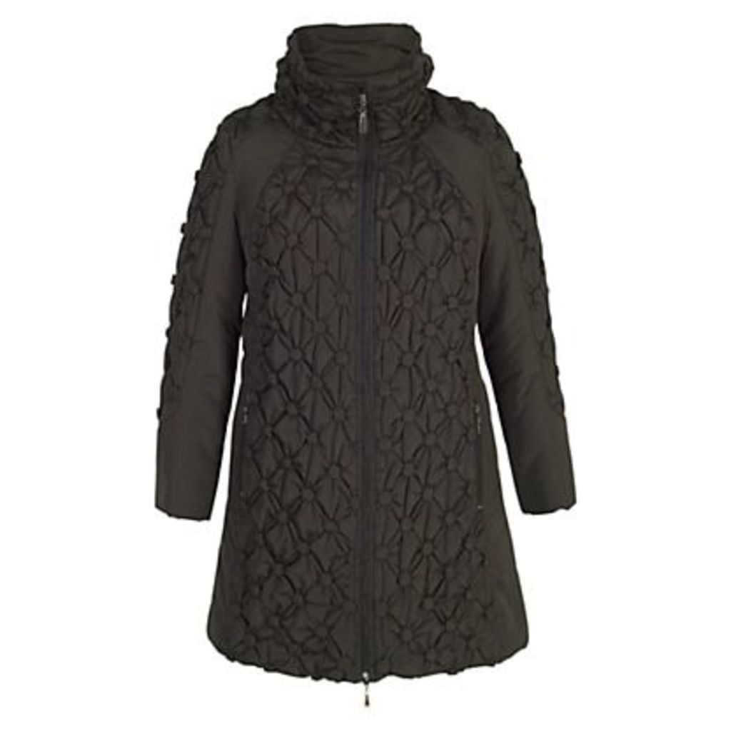 Chesca Button Quilted Coat, Black