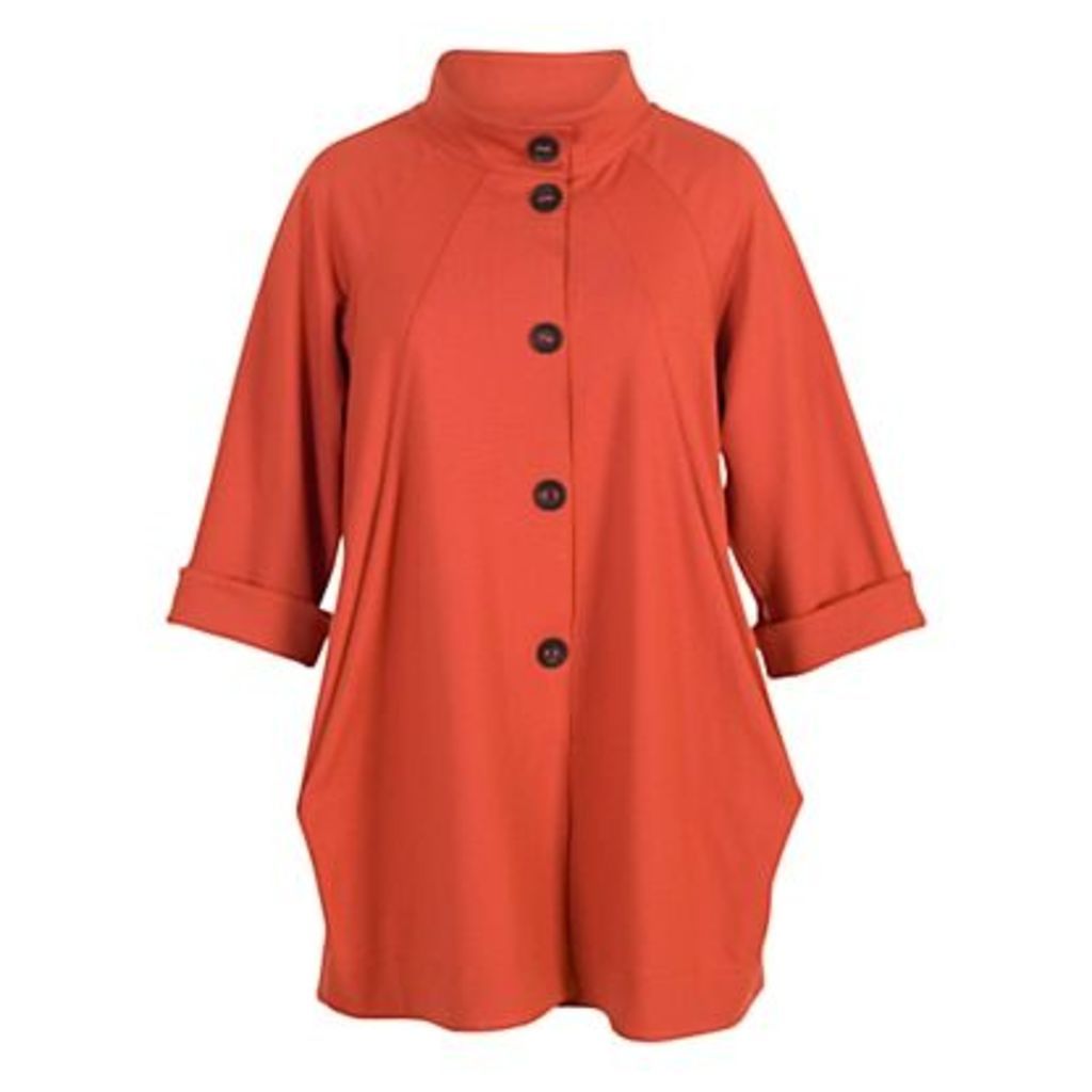Chesca Button Detail Coat, Burnt Orange