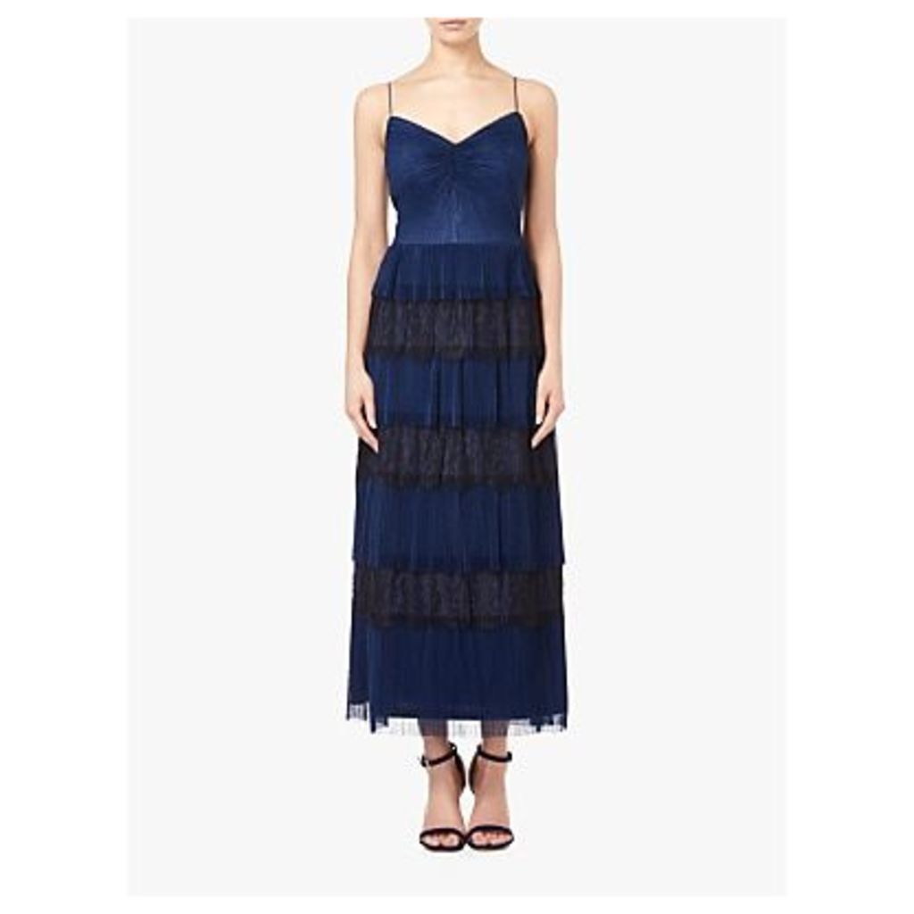 Adrianna Papell Crinkle Lace Tiered Dress, Midnight Blue