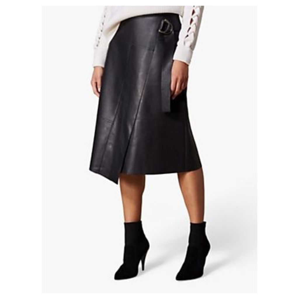 Karen Millen Faux Leather Wrap Skirt, Black