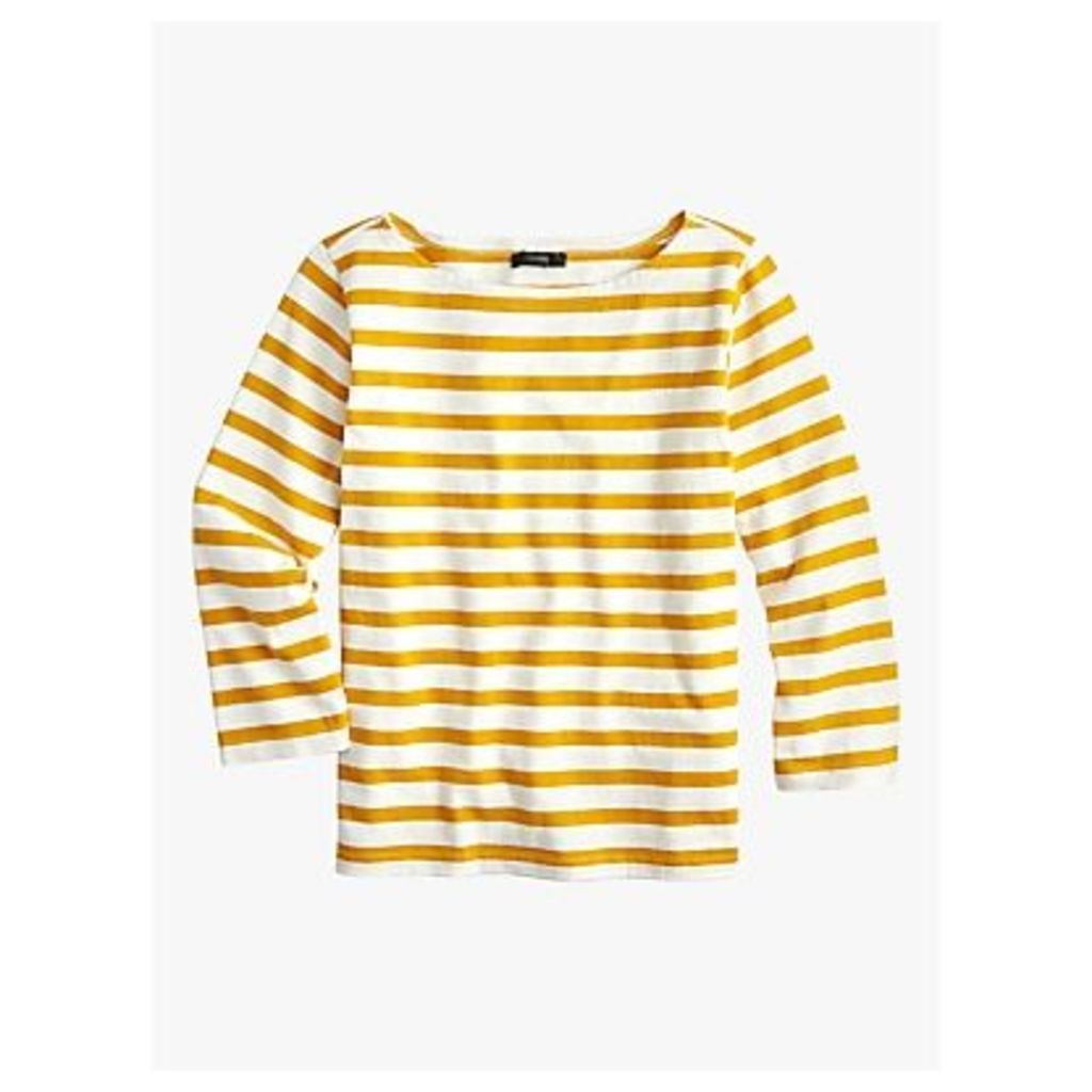 J.Crew Structured Stripe Cotton T-Shirt, Rich Gold/Ivory