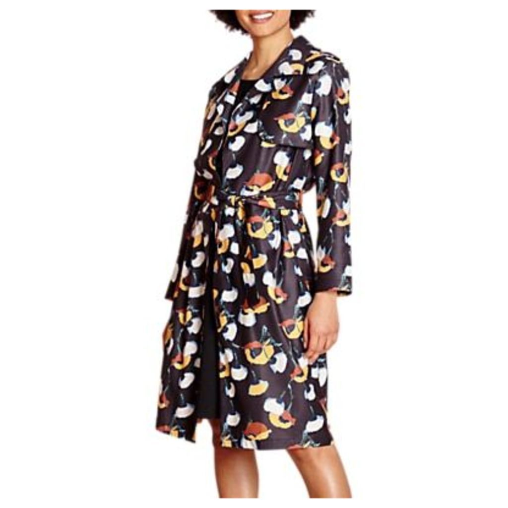 Floral Woven Trench Coat, Black