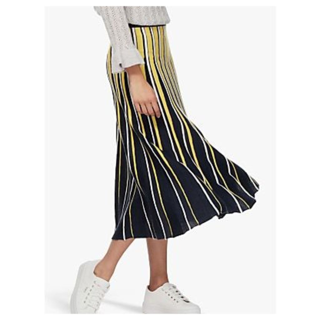 Brora Merino Wool Stripe Midi Skirt